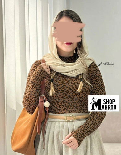 کراپ زنانه، یقه اسکی فینگردار پلنگی